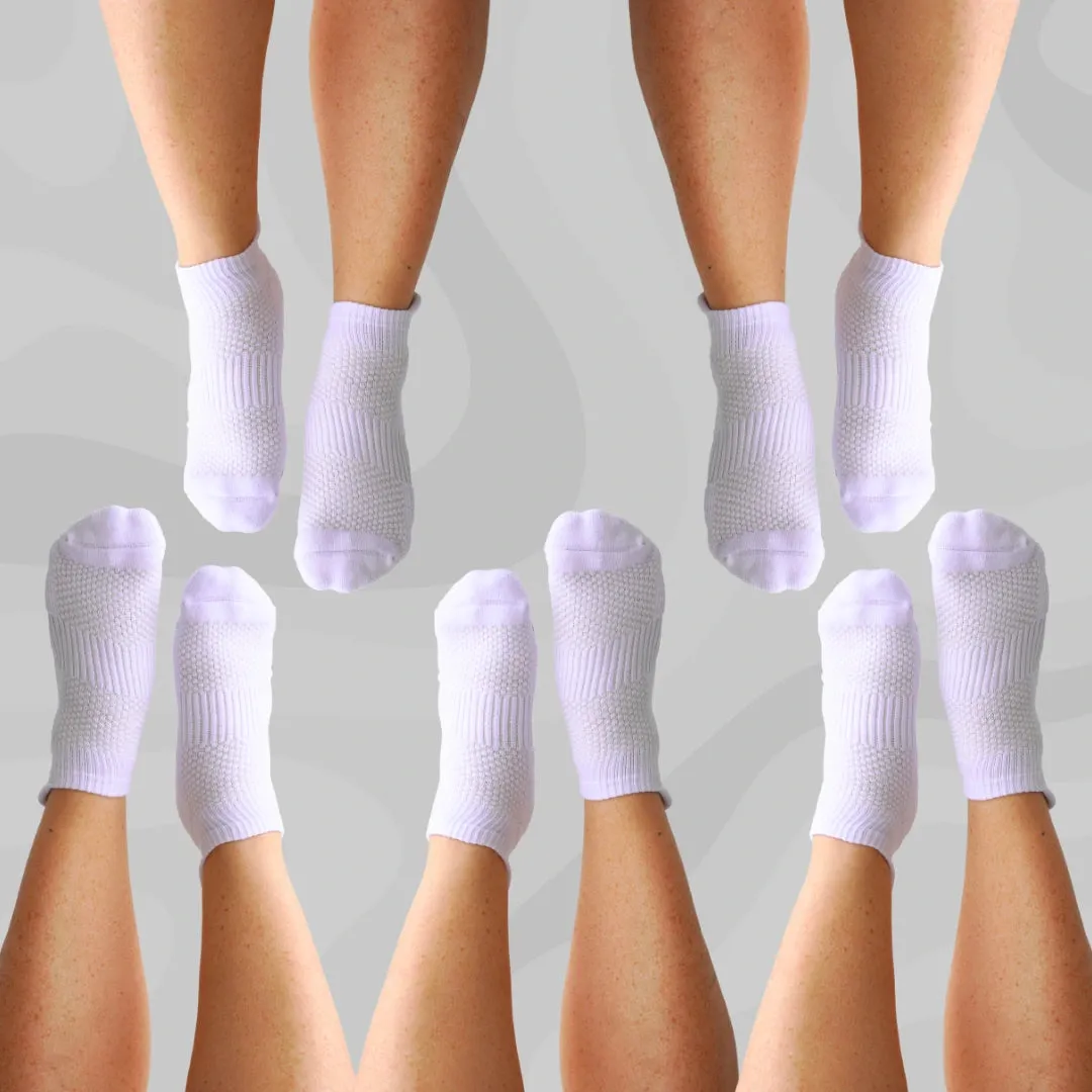 5 Pack White Ankle Compression Socks