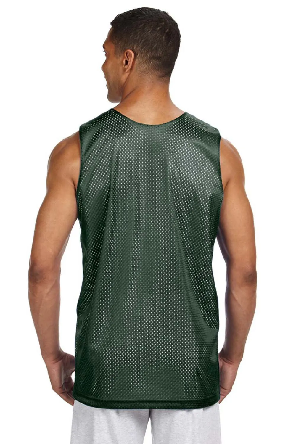 A4 Mens Reversible Mesh Moisture Wicking Tank Top - Forest Green