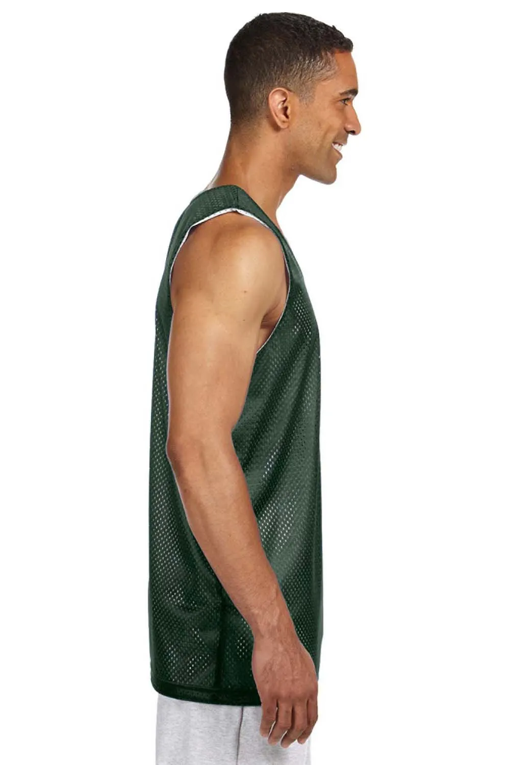A4 Mens Reversible Mesh Moisture Wicking Tank Top - Forest Green