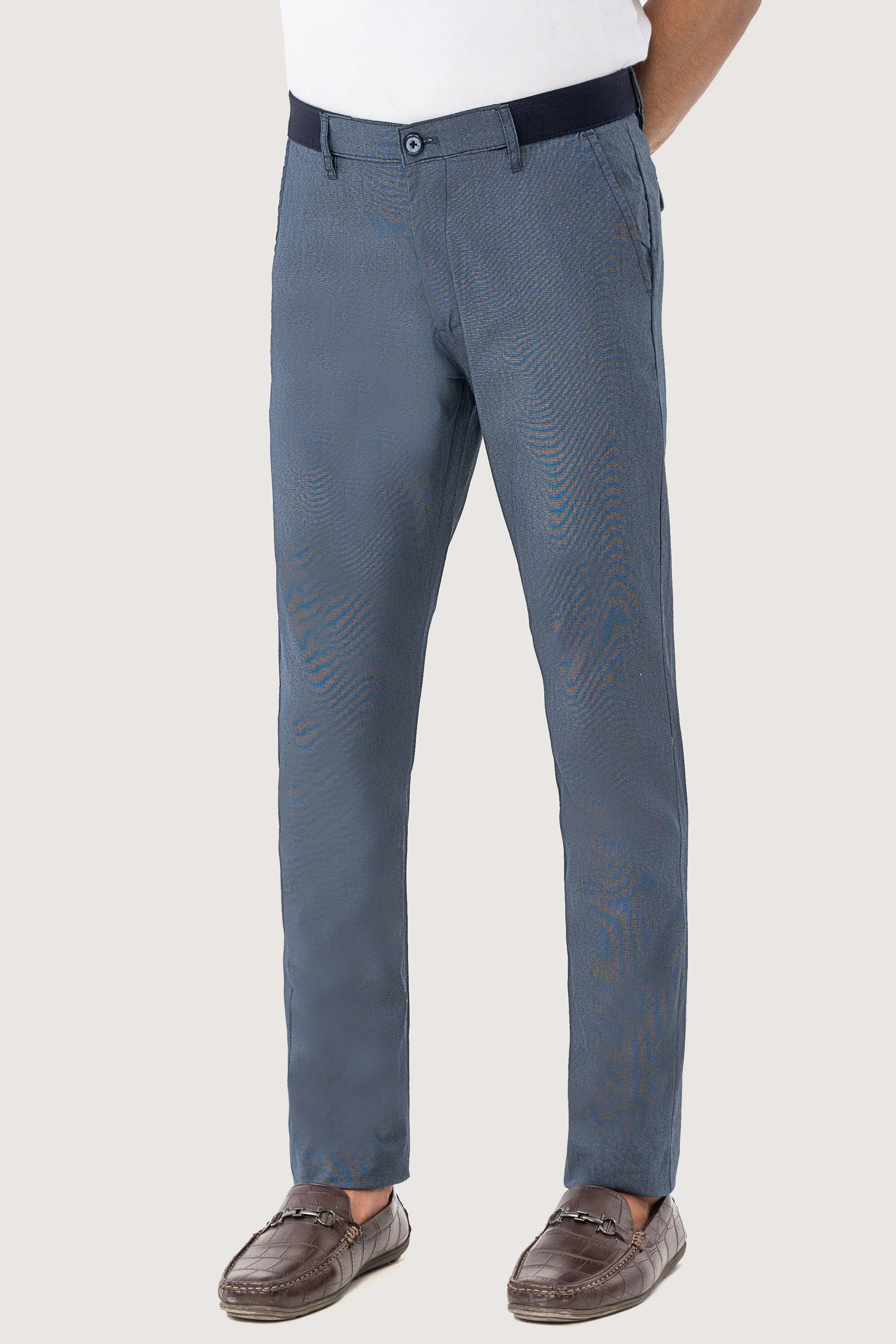 CROSS POCKET SELF TEXTURED PANT NAVY