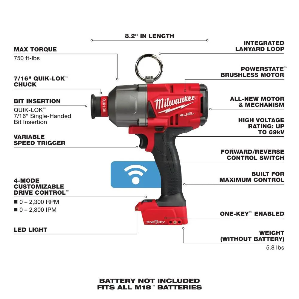 M18 FUEL 7/16 Inch Hex Utility High Torque Impact Wrench (Tool Only)