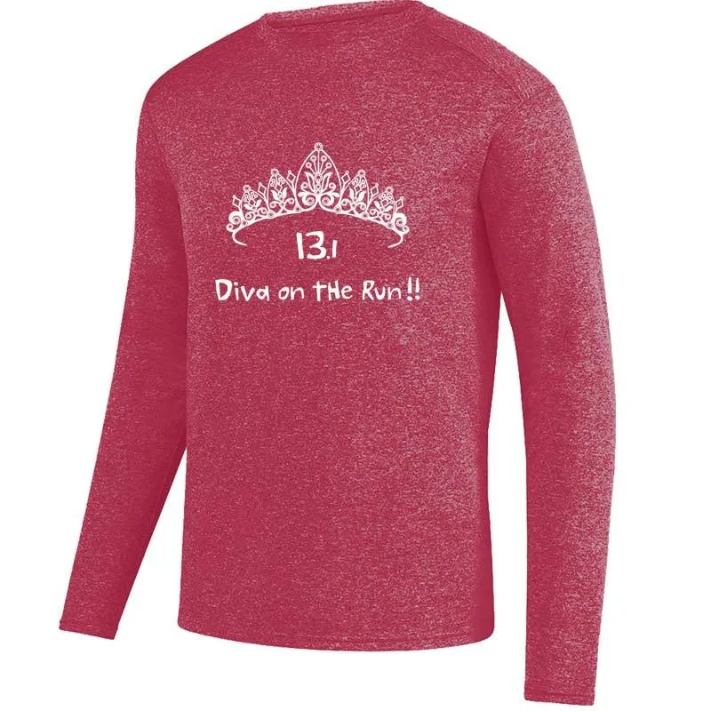 Men's Heathersoft Tech Long Sleeve Crew - "13.1 Diva On The Run"