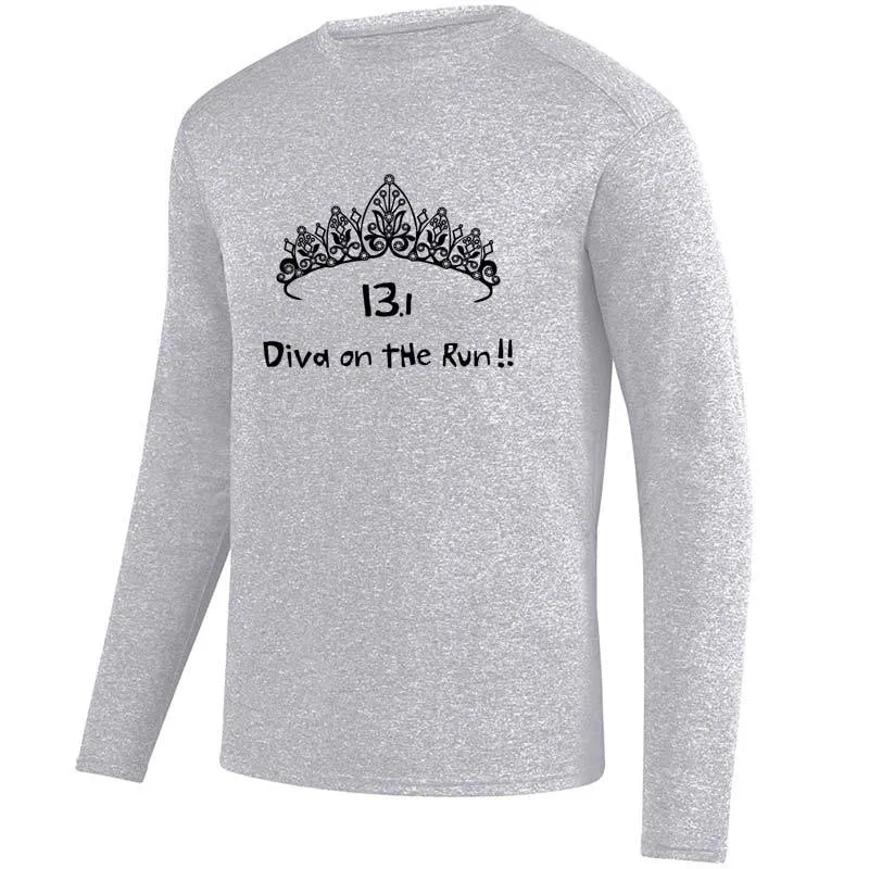 Men's Heathersoft Tech Long Sleeve Crew - "13.1 Diva On The Run"