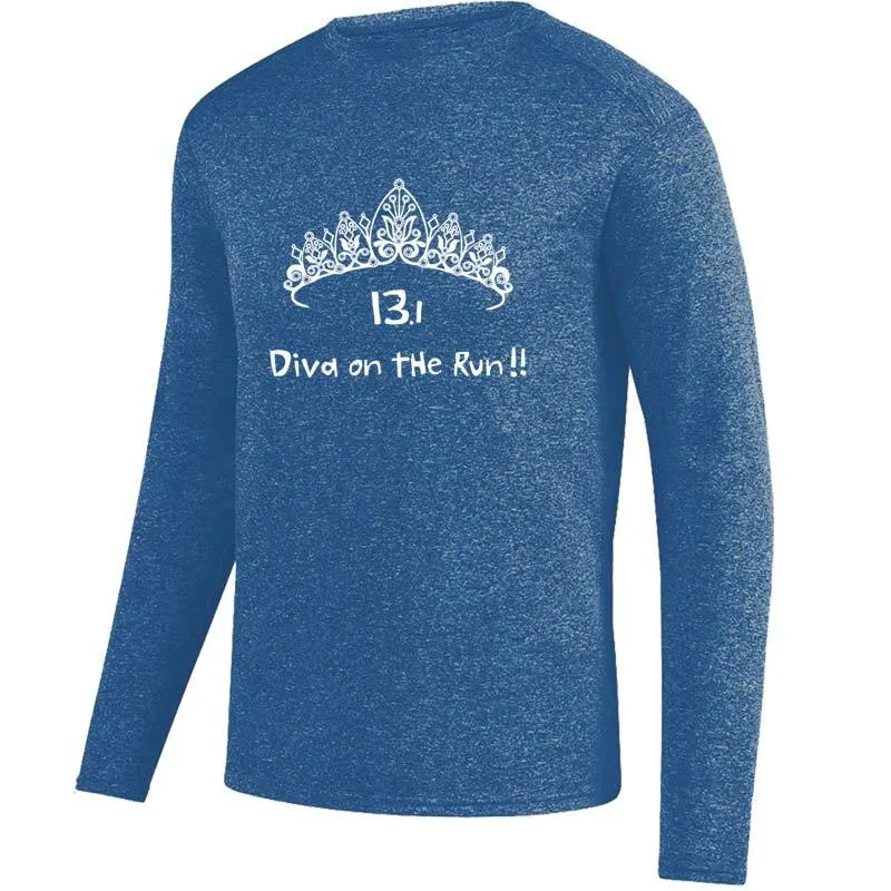 Men's Heathersoft Tech Long Sleeve Crew - "13.1 Diva On The Run"