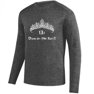 Men's Heathersoft Tech Long Sleeve Crew - "13.1 Diva On The Run"