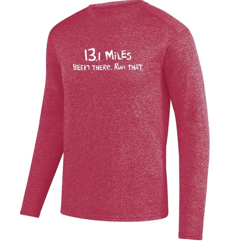 Men's Heathersoft Tech Long Sleeve Crew - "13.1 Miles: Been There. Run That."