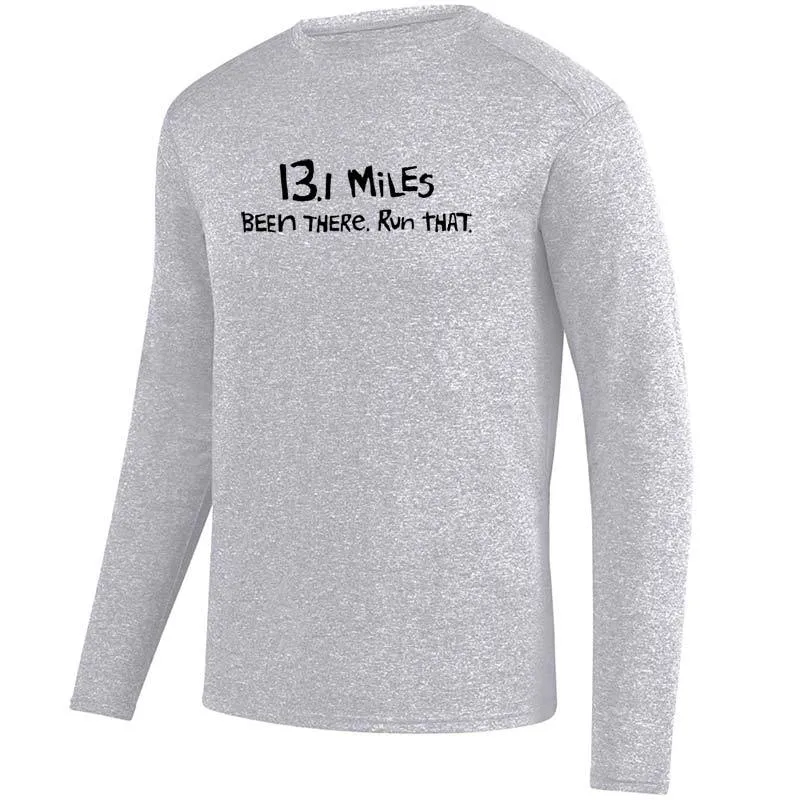 Men's Heathersoft Tech Long Sleeve Crew - "13.1 Miles: Been There. Run That."