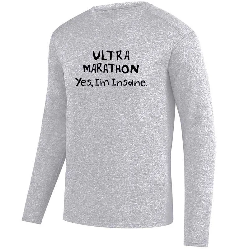 Men's HeatherSoft Tech Long Sleeve Crew - "Ultra Marathon:  Yes, I'm Insane."