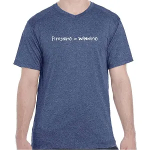 Men's Heathersoft Tech Short Sleeve Shallow V - "Finishing = Winning"