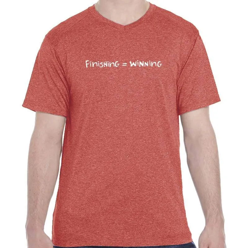 Men's Heathersoft Tech Short Sleeve Shallow V - "Finishing = Winning"