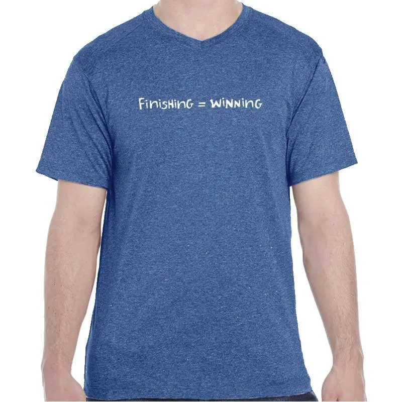Men's Heathersoft Tech Short Sleeve Shallow V - "Finishing = Winning"