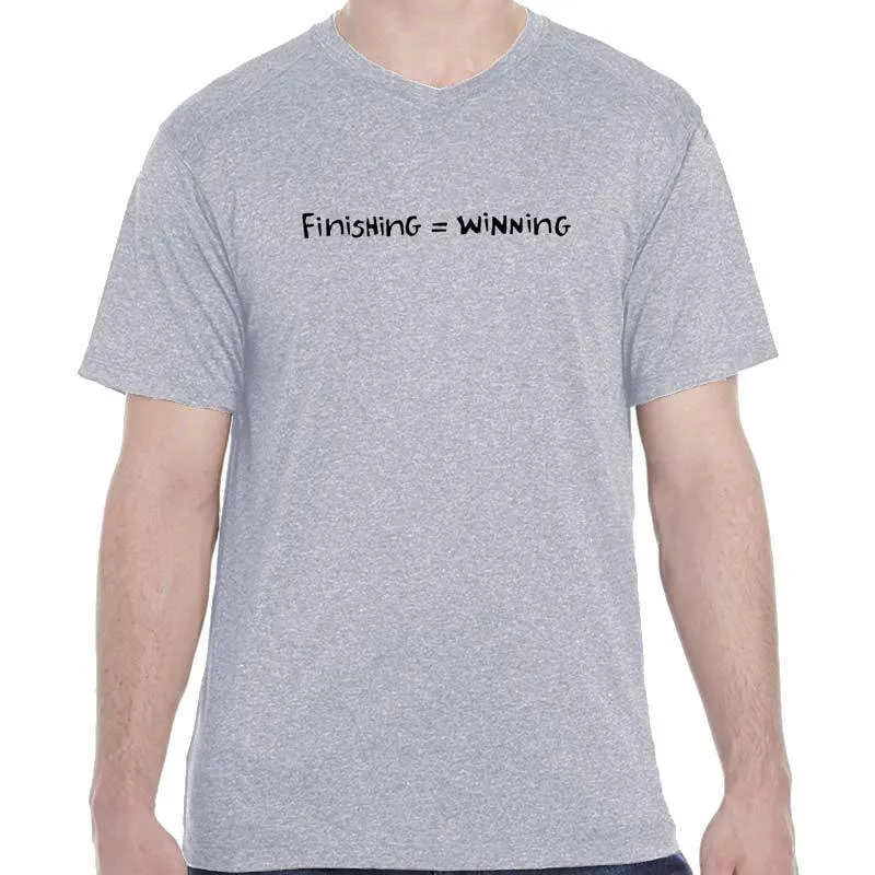Men's Heathersoft Tech Short Sleeve Shallow V - "Finishing = Winning"