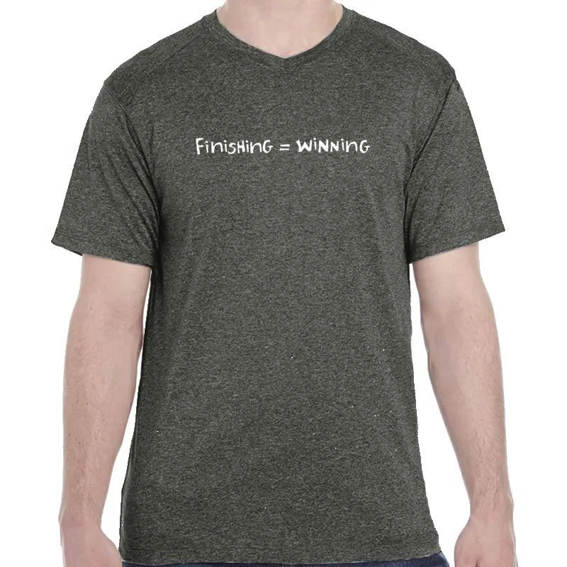 Men's Heathersoft Tech Short Sleeve Shallow V - "Finishing = Winning"