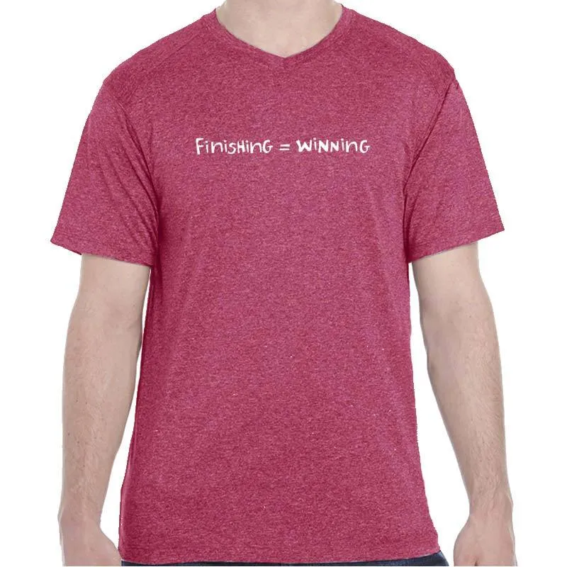 Men's Heathersoft Tech Short Sleeve Shallow V - "Finishing = Winning"