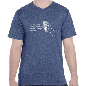 Men's Heathersoft Tech Short Sleeve Shallow V - "I'd Run Faster If They Gave Us Bacon Instead Of Water"