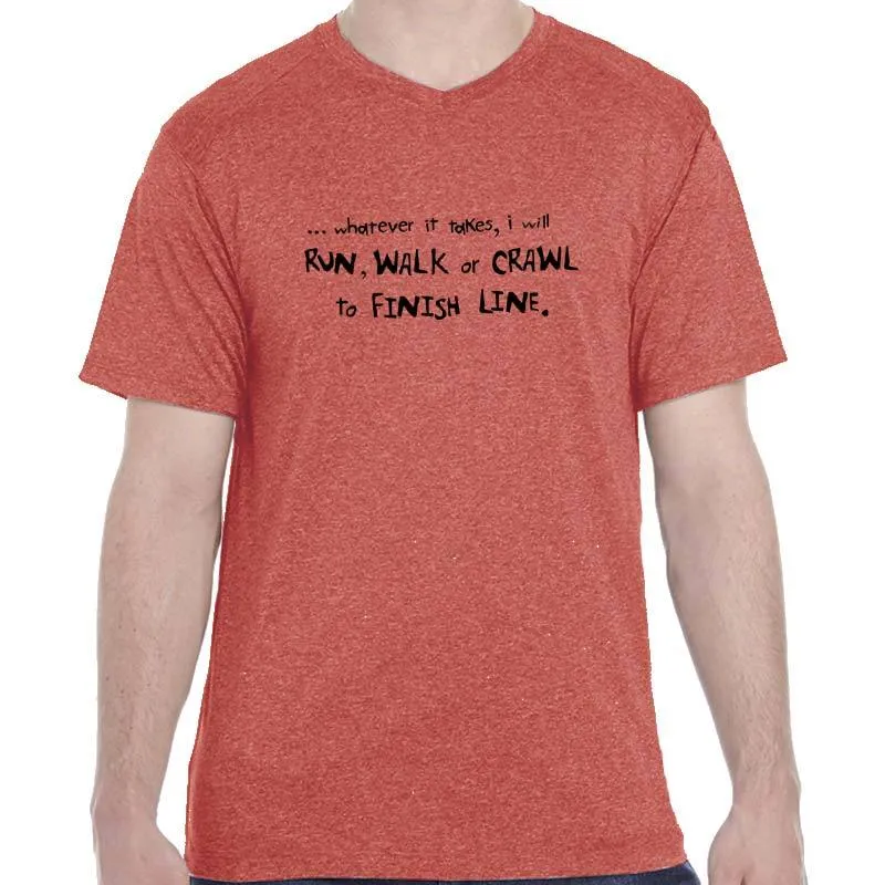 Men's HeatherSoft Tech Short Sleeve Shallow V - "Run Walk Or Crawl"