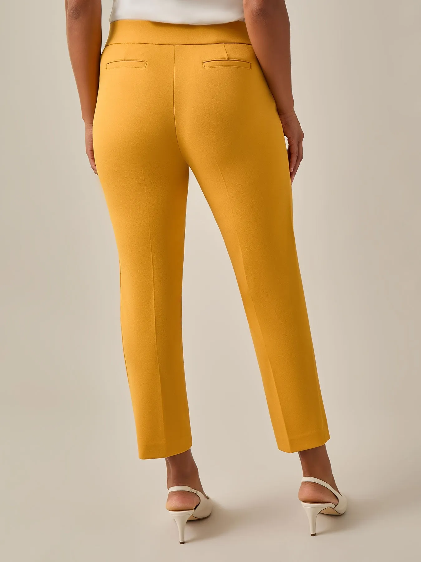 Plus Size Pull-On Straight Leg Ankle Pants, Gold Signature