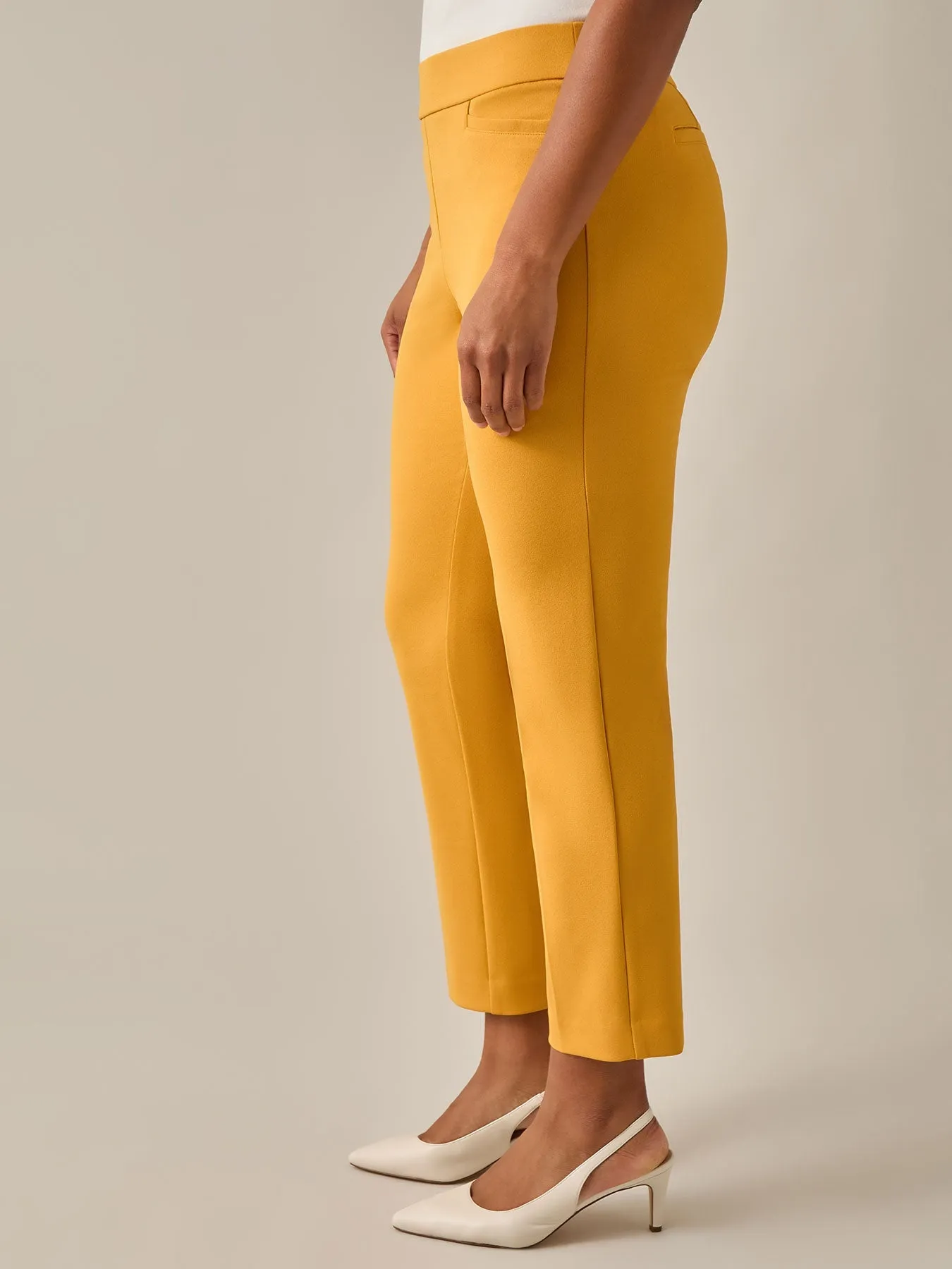 Plus Size Pull-On Straight Leg Ankle Pants, Gold Signature