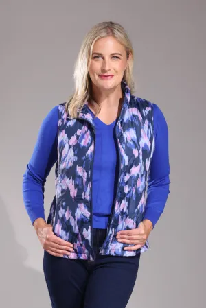 Printed & Quilted Vest | Navy Lilac Abstract | 6241ZZ