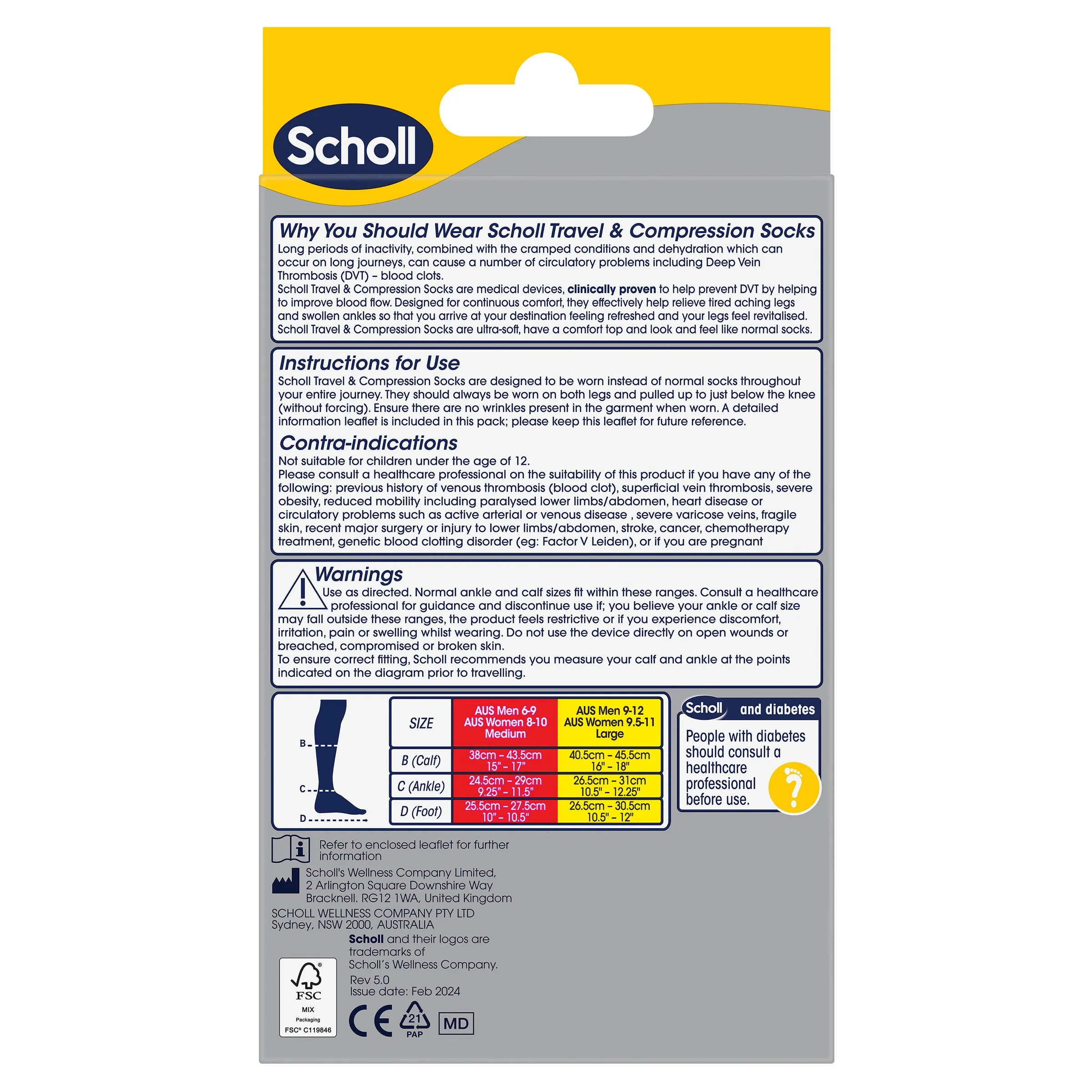 Scholl Flight Socks Unisex 6-9 Black
