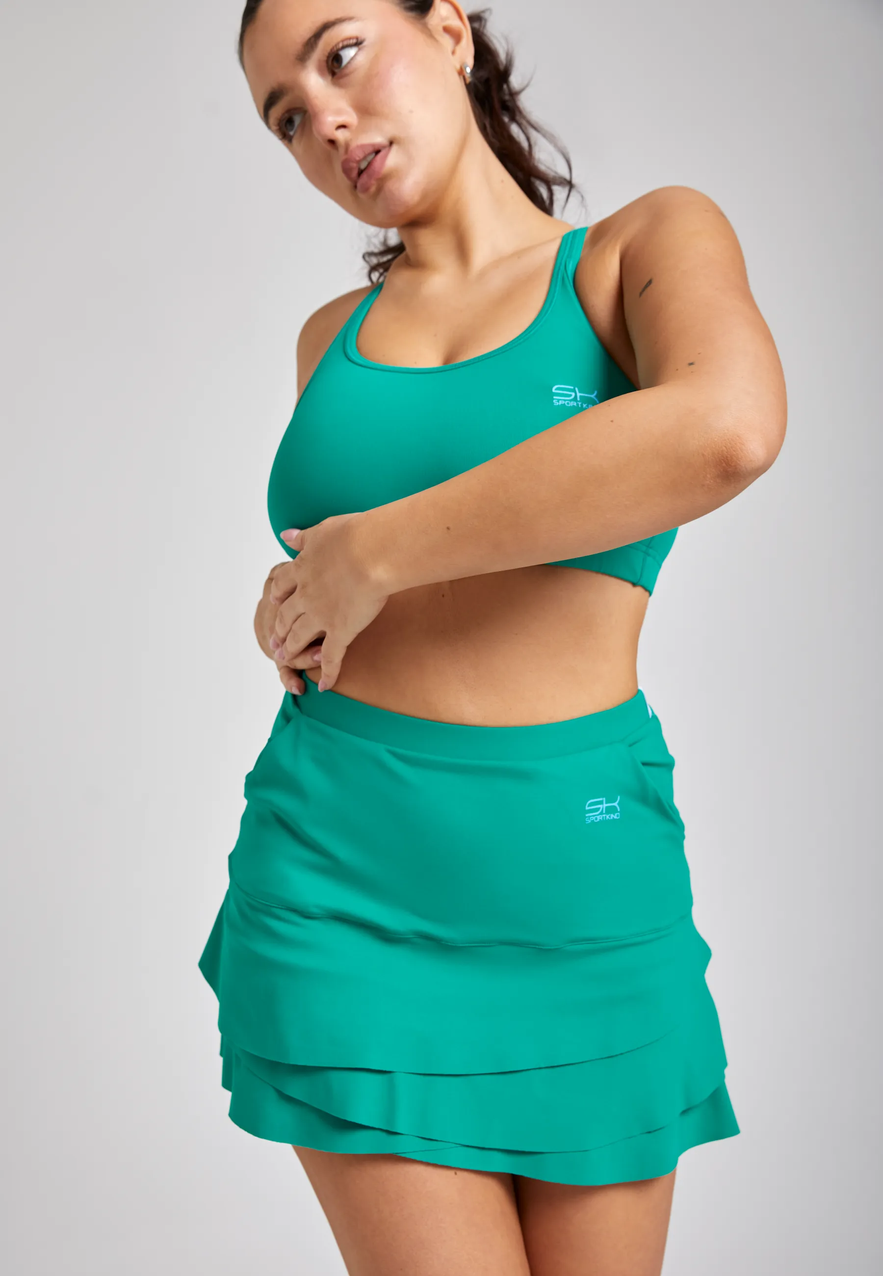 Tulip tennis skirt / skort with pockets, emerald green